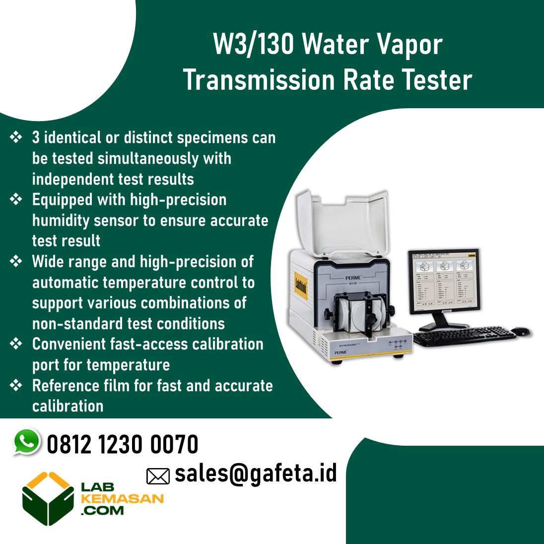Water Vapor Transmission Rate Tester W3/130