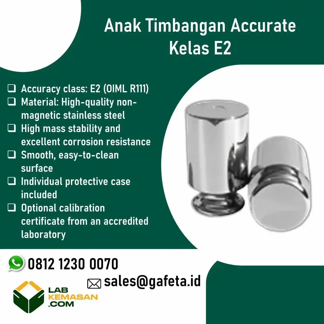 Jual Anak Timbangan Kelas E2 Accurate 1 mg - 20 kg: Harga Terbaru 2026