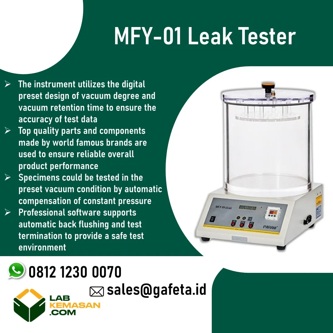 Jual Leak Tester MFY-01 untuk Uji Kebocoran Kemasan